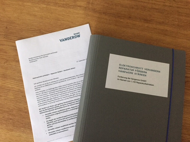 Petition_Vangerow_Altmaier Petition von Vangerow zur Stärkung des Handwerks und der Reparatur an Bundesminister Altmaier