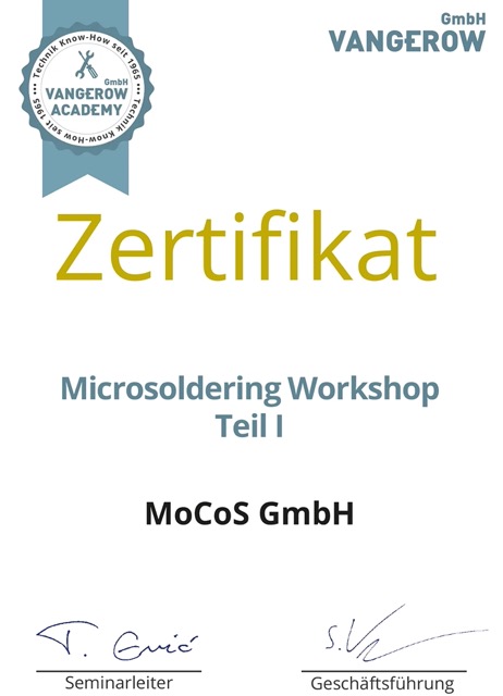 Zertifikat Microsoldering