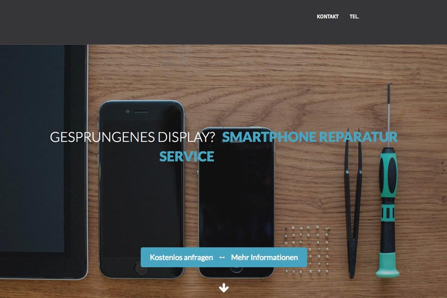 Beispiel eigene Firmenwebseite für Smartphone Techniker